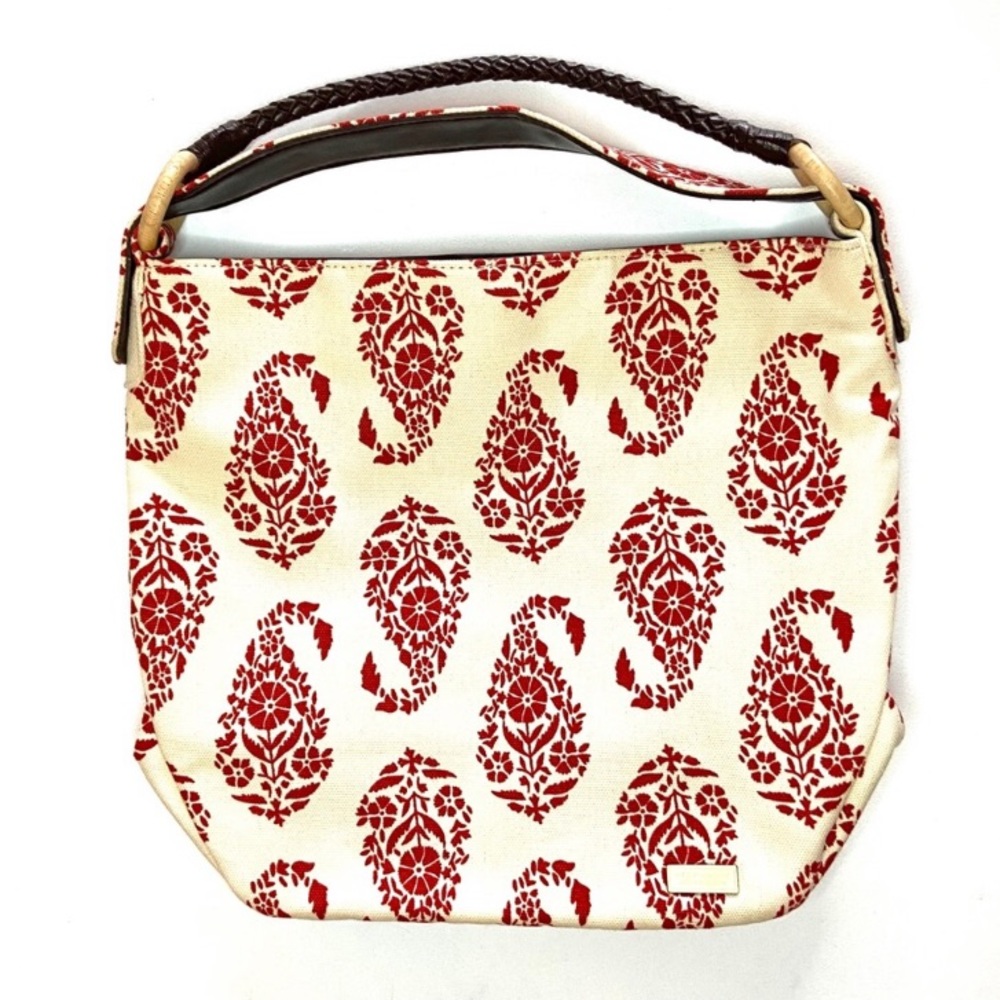 Stephanie Johnson Shoulder Bag - Cream w Red Leaf / Floral Design